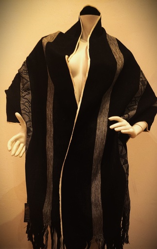 [ARO112] REBOZO NEGRO CON BLANCO