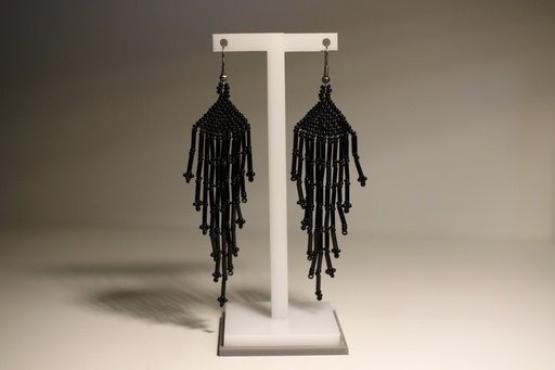 [CBI65] Chaquira long earrings black